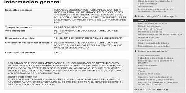 Sitio web del Ministerio de la Defensa Nacional, Información general