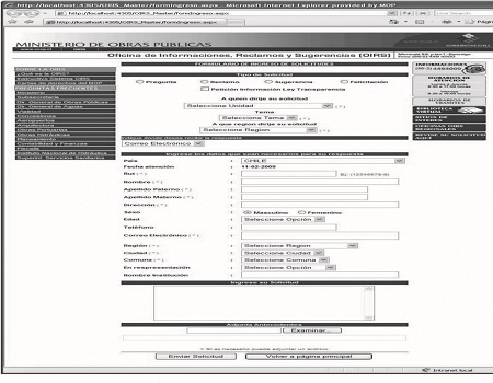Sitio web del Ministerio de Obras Públicas
