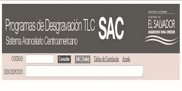 Sitio web del Ministerio de Economía, Sistema Arancelario Centroamericano