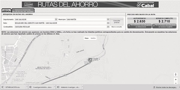 Sitio web del Ministerio de Economía, Búsqueda de Rutas del Ahorro