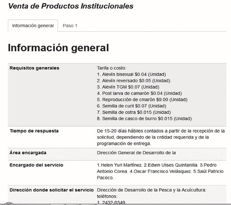 Ministerio de Agricultura y Ganadería, Venta de productos institucionales