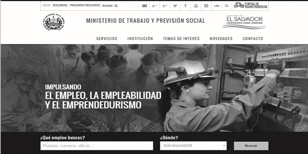 Sitio web del Ministerio de Trabajo y Previsión Social