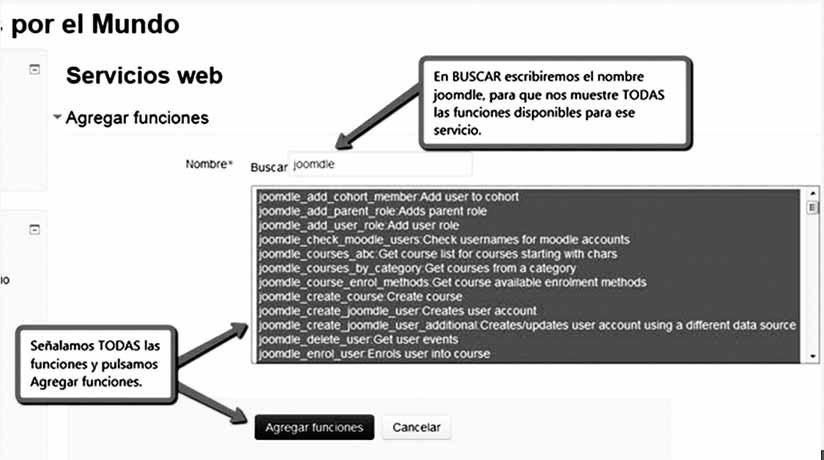 Agregar funciones al servicio externo Joomdle