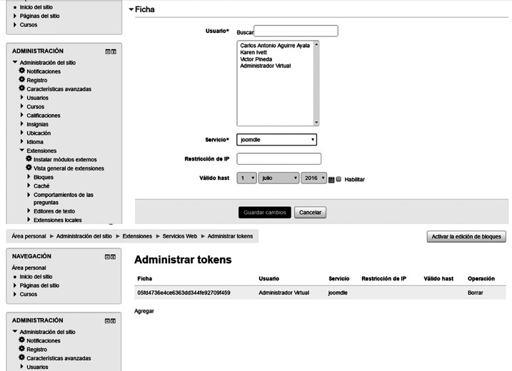 Agregar funciones al servicio externo Joomdle
