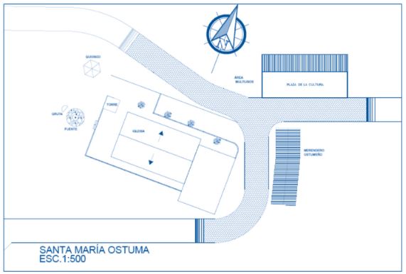 Planta arquitectónica del casco urbano de Santa
María Ostuma



 