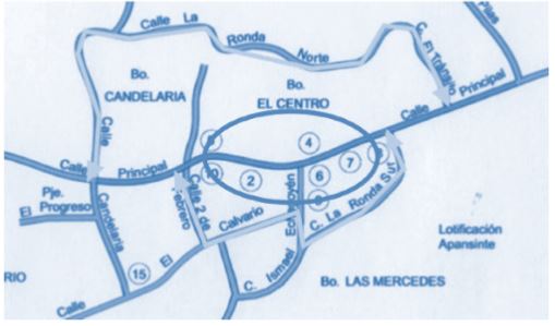 Posibles rutas alternas para desarrollar
circulación vehicular