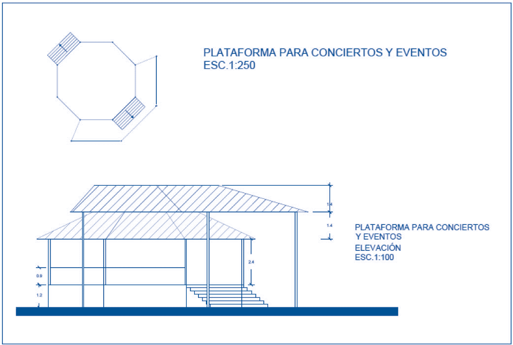 Quiosco-plataforma
para eventos culturales