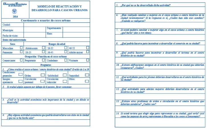 Cuestionario a usuarios de casco urbano