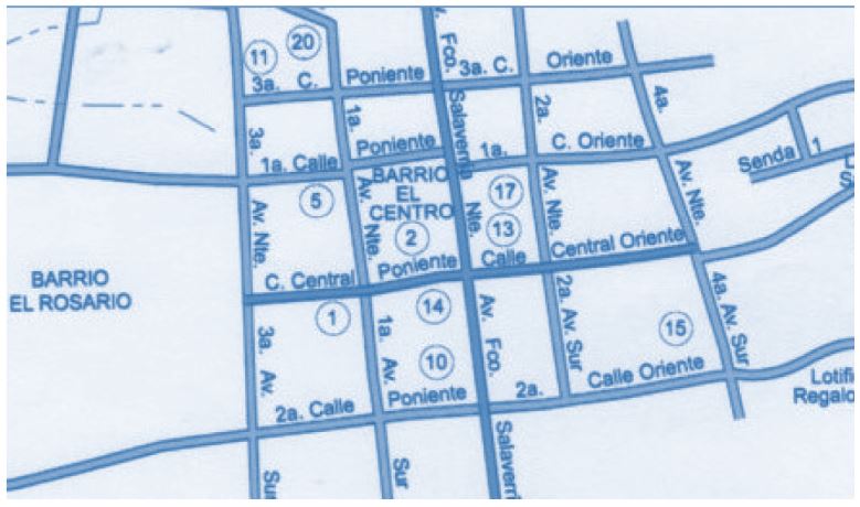 Croquis de casco urbano de
Salcoatitán