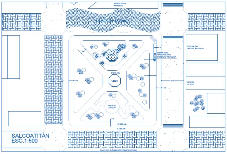 Planta arquitectónica del casco urbano de Salcoatitán