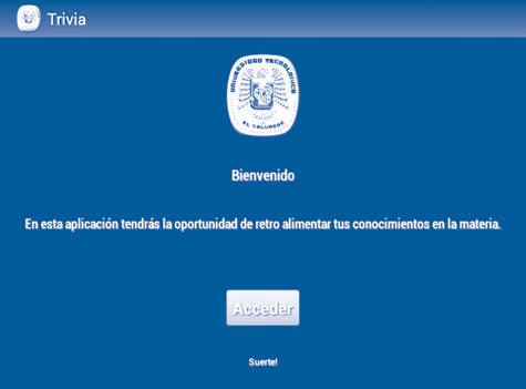 Pantalla de Bienvenida
