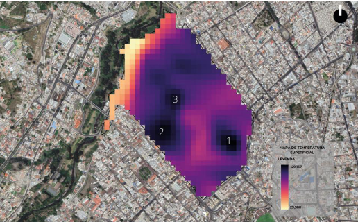 Mapa de calor de temperaturas superficiales de la parroquia urbana San
Francisco.