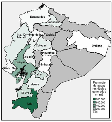 Concentraci&oacute;n de la generaci&oacute;n de aguas residuales en el Ecuador