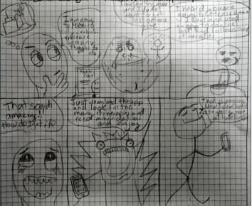 Storyboard que resuelve la necesidad de itinerarios para no perder el tiempo a partir de la descarga y uso de una aplicación.
              