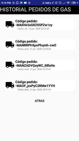 Historial de los pedidos de un usuario.