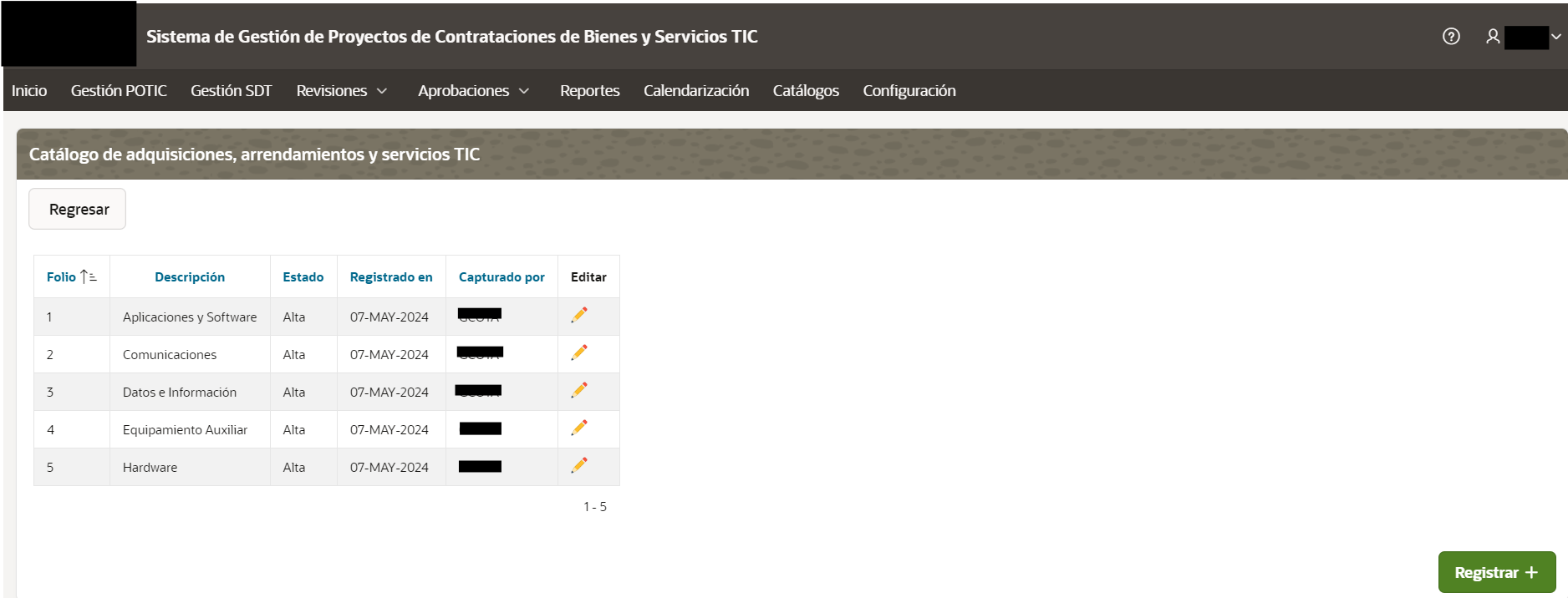 Cat&aacute;logo de adquisiciones, arrendamientos y de servicios TIC.