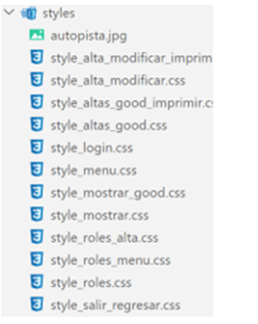 Carpeta de estilos CSS.