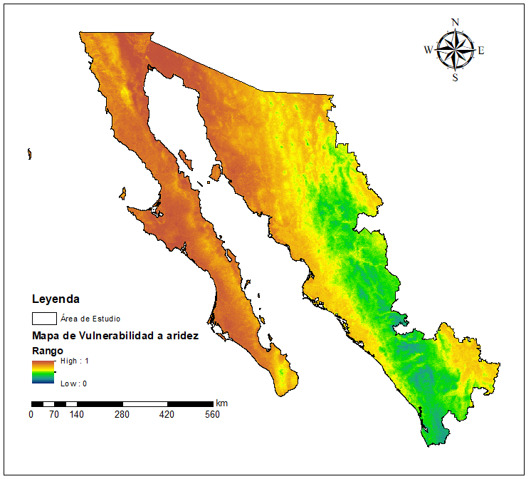 Mapa de &aacute;reas vulnerabilidad a aridez.
