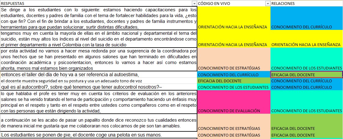 Apartado de la transcripción y sistematización de los videos