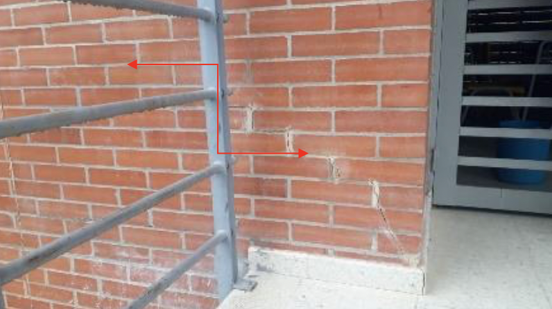 Daño en muro estructural. Año 2019
