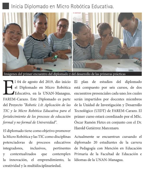 Inicio del Diplomado en Micro Robótica Educativa 