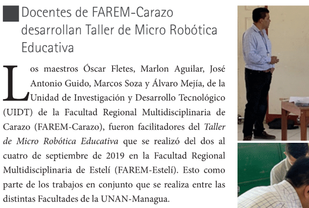 Curso de Micro Robótica Educativa a la FAREM-Estelí