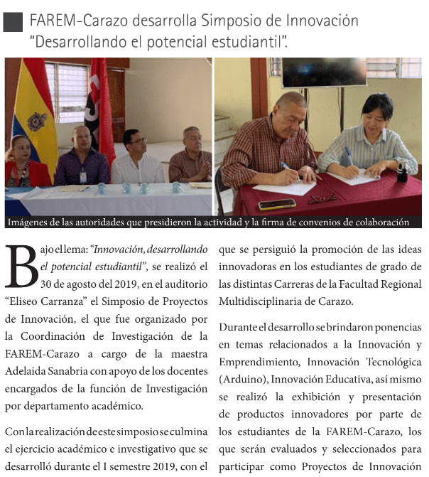 FAREM-Carazo desarrolla Simposio de Innovación “Desarrollando el
potencial estudiantil”.