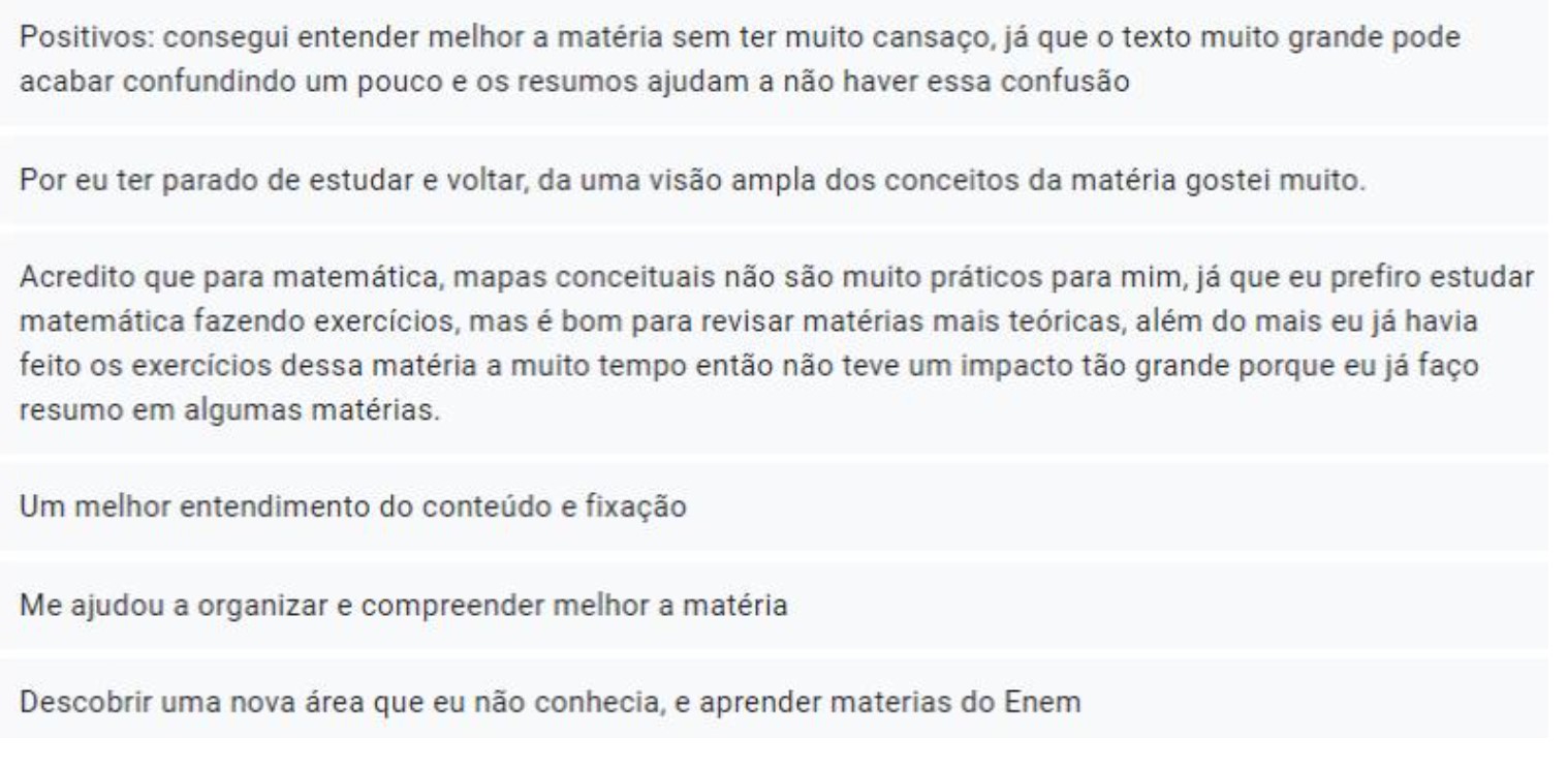Figura 10:  Respostas dos discentes –Pontos positivos no estudo de estatística.