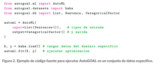 Ejemplo de c&oacute;digo fuente para ejecutar AutoGOAL en un conjunto de datos espec&iacute;fico.