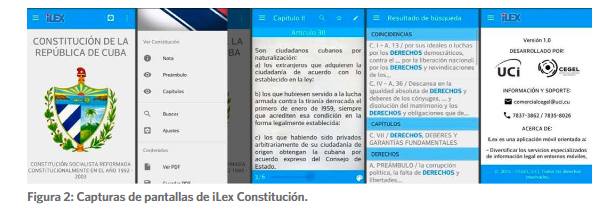 Capturas de pantallas de iLex Constitución.