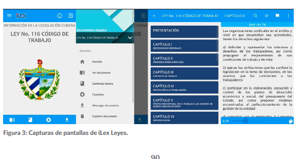 Capturas de pantallas de iLex Leyes.