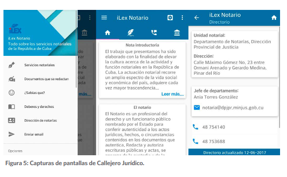 Capturas de pantallas de Callejero Jurídico.