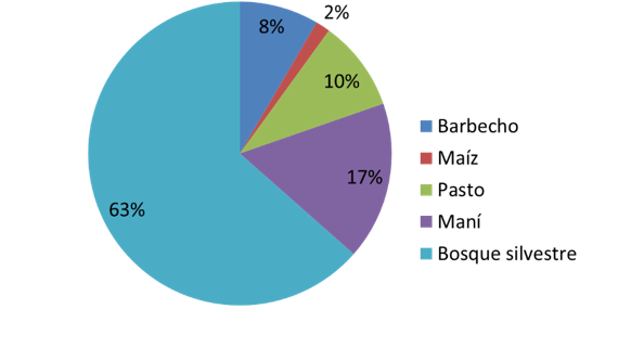 Distribución
del uso de la tierra en el apiario la Laguna