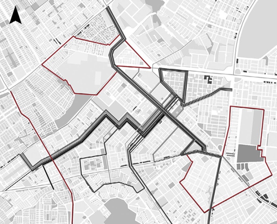 Esquema de rutas de transporte
público por Ciudad Kennedy