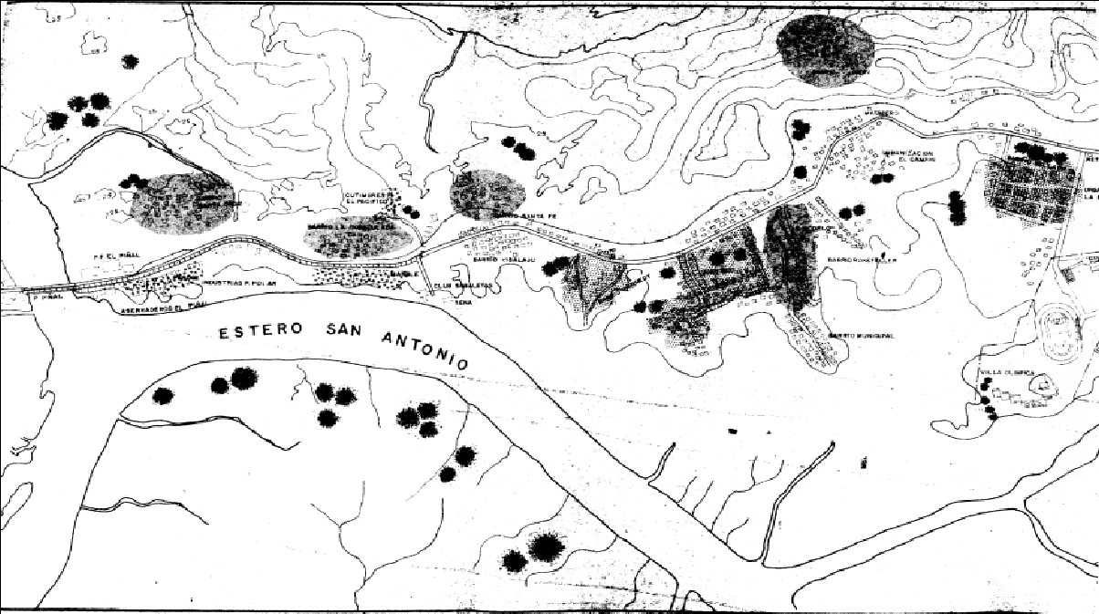 Plano zona continental de Buenaventura entre los
sectores del puente del piñal hasta Bellavista en 1968