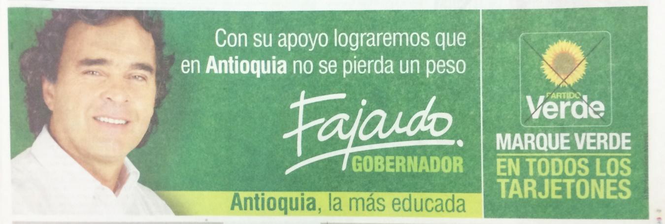 Aviso candidatura Sergio
Fajardo Valderrama