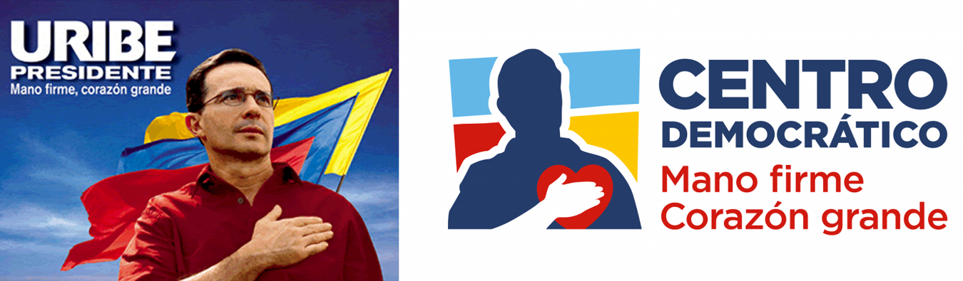 Imagen oficial de la campaña de Álvaro Uribe Vélez a la
presidencia de la República en 2002 y logo del Centro Democrático
