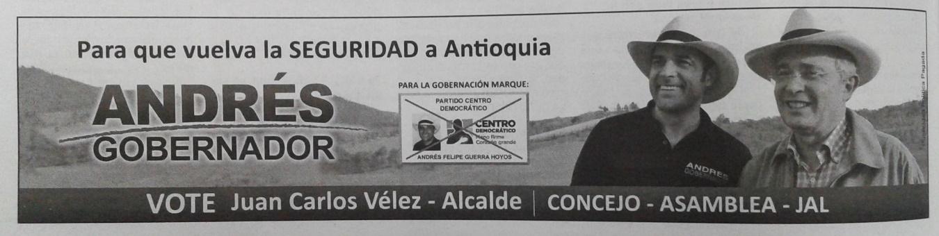 Aviso de prensa del Centro
Democrático por la Gobernación de Antioquia