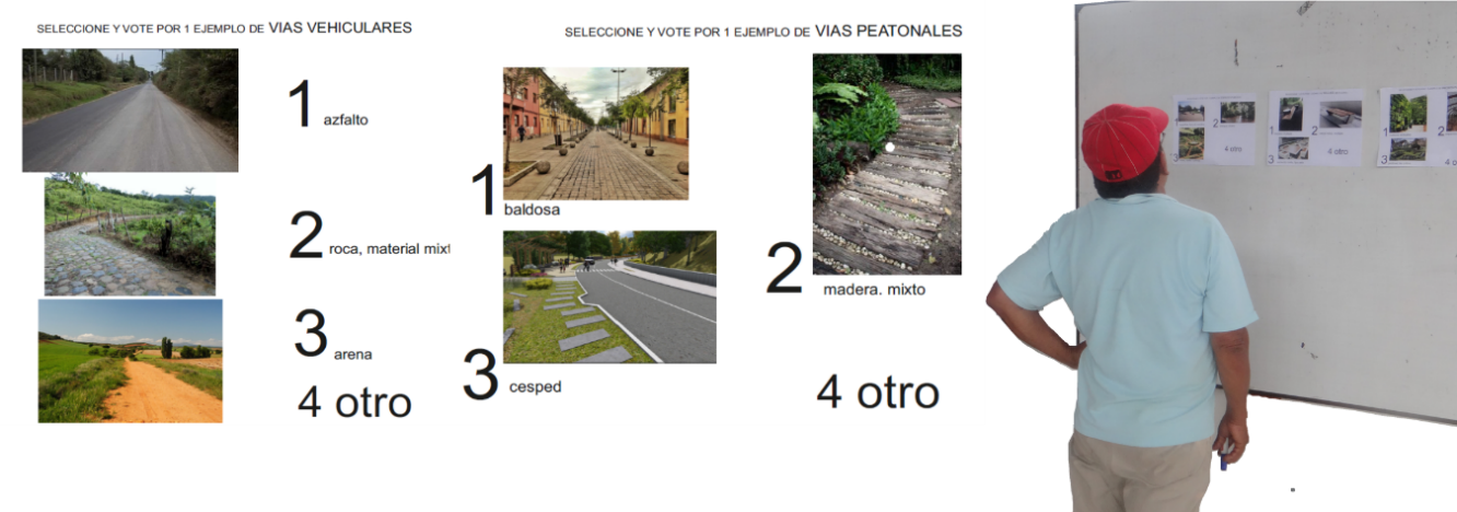 Selección
de tipos de acabados para espacios vehiculares y peatonales
