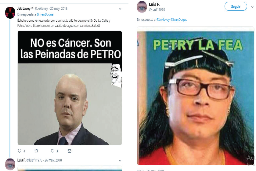 Respuestas al tuit de Iván Duque
con el uso de fotomontajes