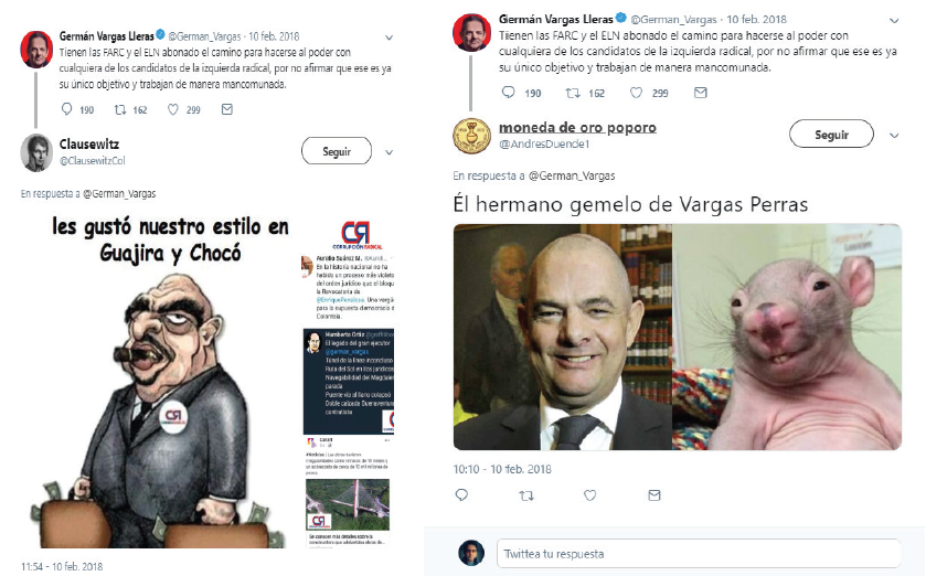 Respuestas al tuit de Germán
Vargas, haciendo uso memes y caricaturas