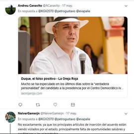 Hipervínculo de noticias utilizado
como comentario en el Twitter de Gustavo Petro