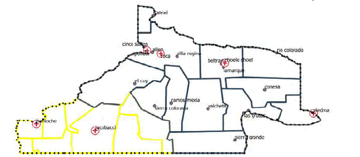 Área de distribución de triatominos en la Provincia de Rio Negro