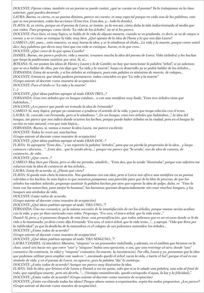 Transcipción
del proyecto de foro de discusión del poema Cortaron tres áboles.