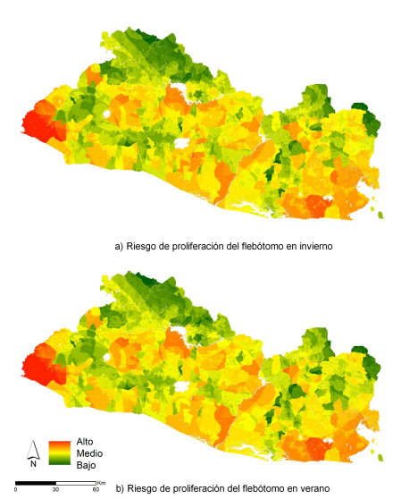 Mapas finales de riesgo de la proliferación del flebótomo​​​​​​​