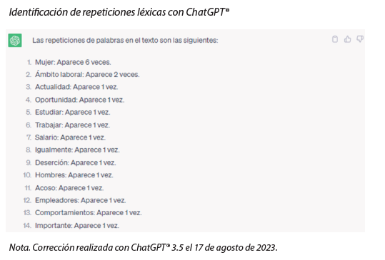Identificación de repeticiones léxicas con ChatGPT®