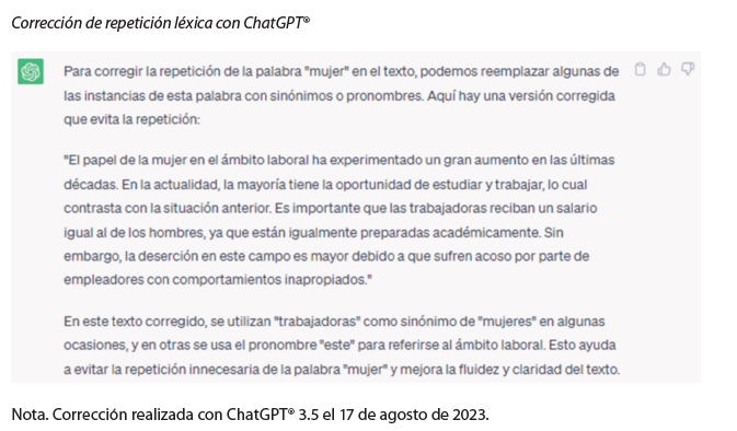 Corrección de repetición léxica con ChatGPT®