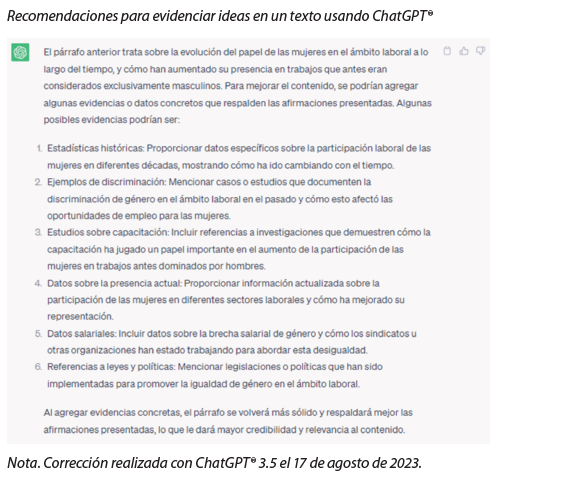 Recomendaciones para evidenciar ideas en un texto usando ChatGPT®