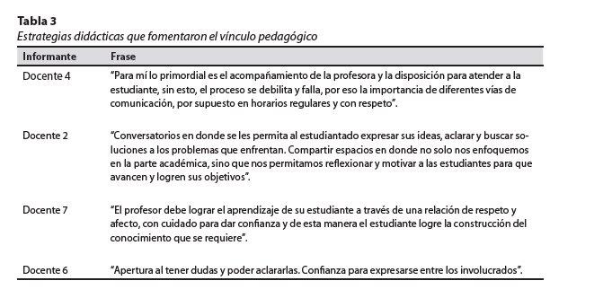 Estrategias didácticas que fomentaron el vínculo pedagógico