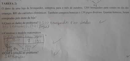 Modelo
matemático construído por A02, por meio de tabela